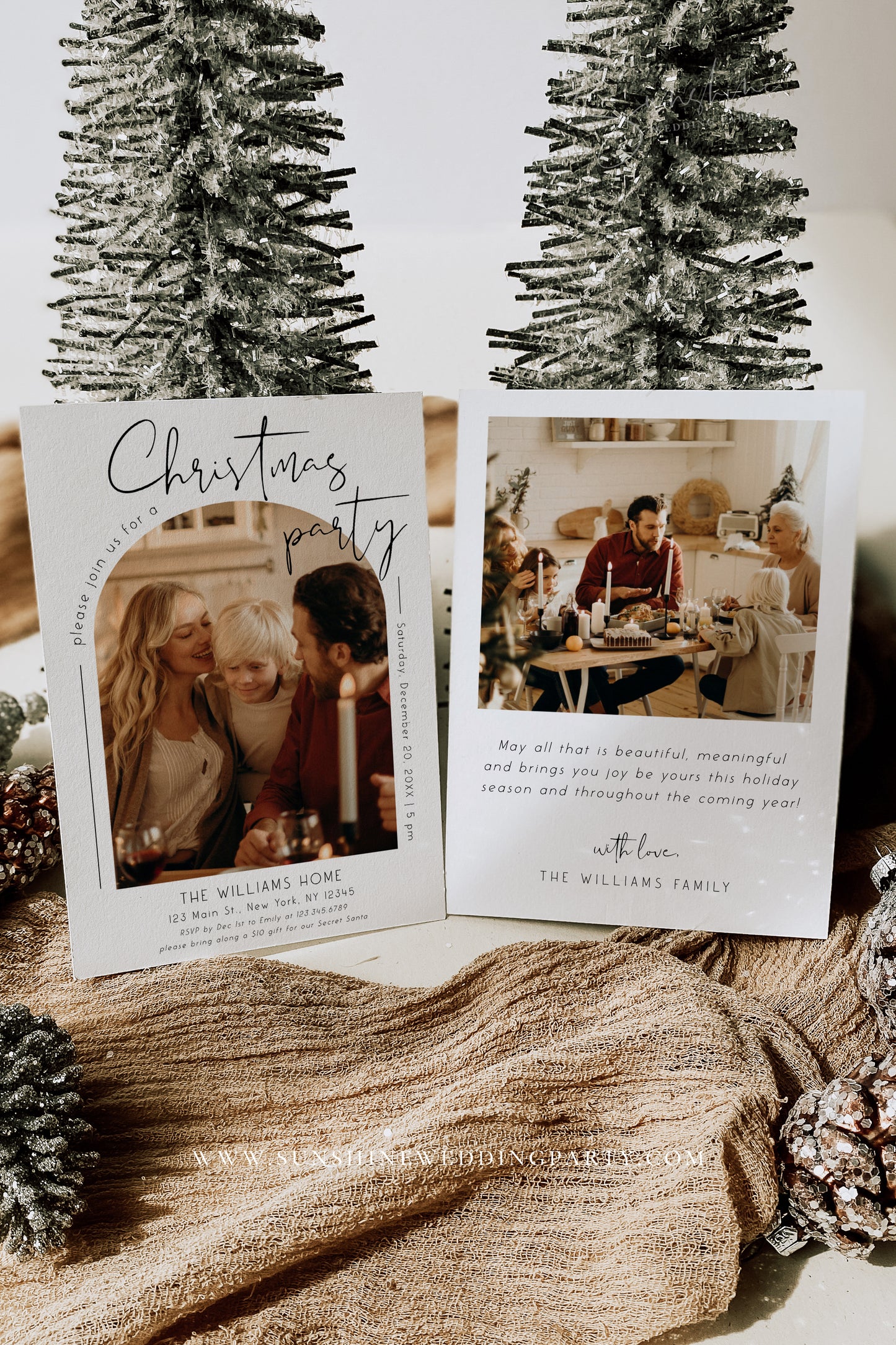 Modern Minimalist Photo Christmas Invitation Template