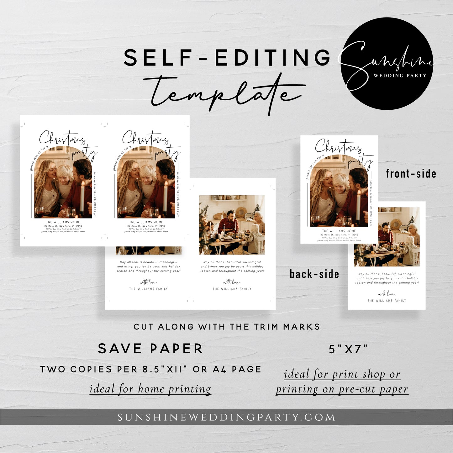 Modern Minimalist Photo Christmas Invitation Template