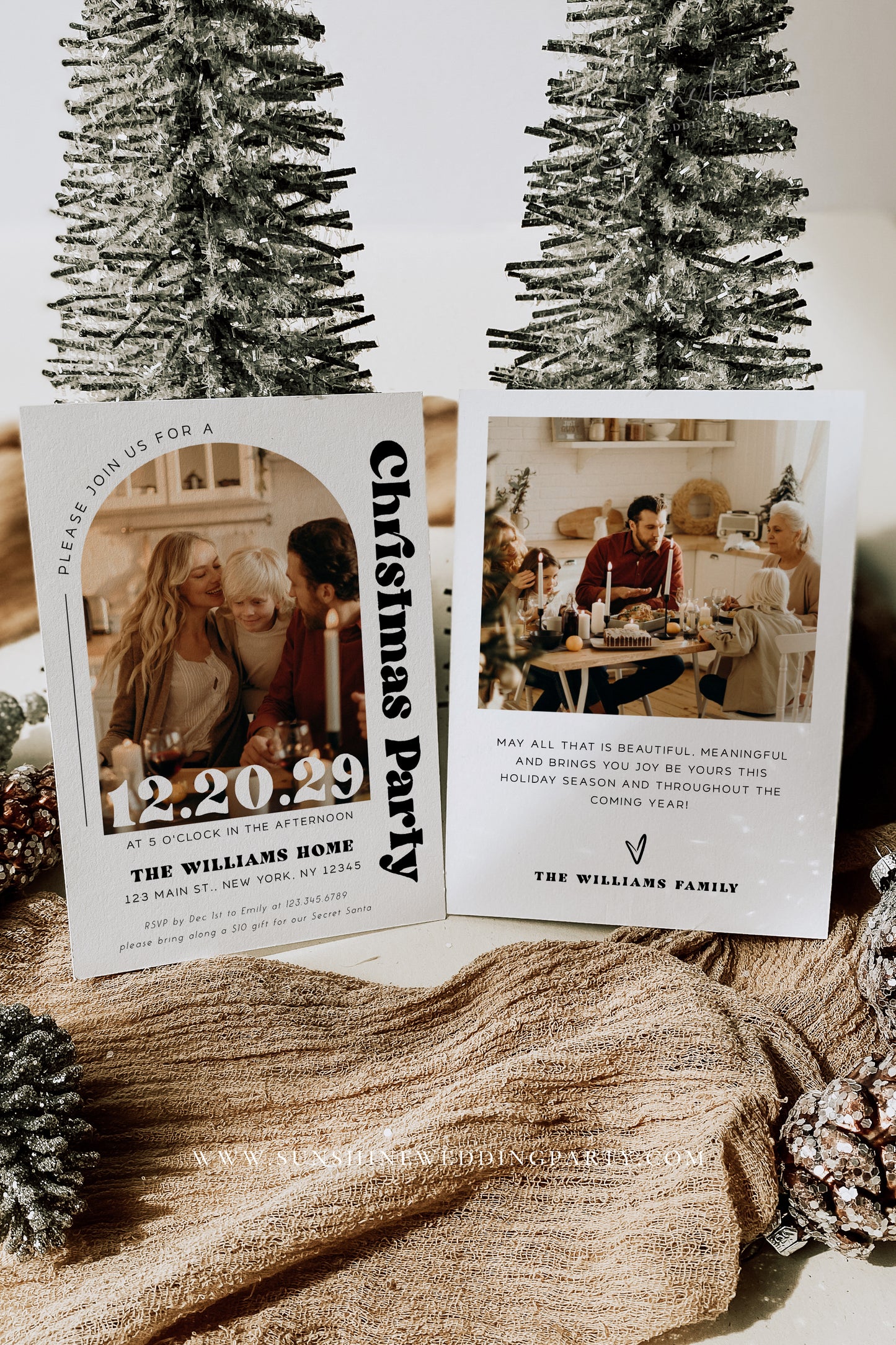 Modern Minimalist Photo Christmas Invitation Template