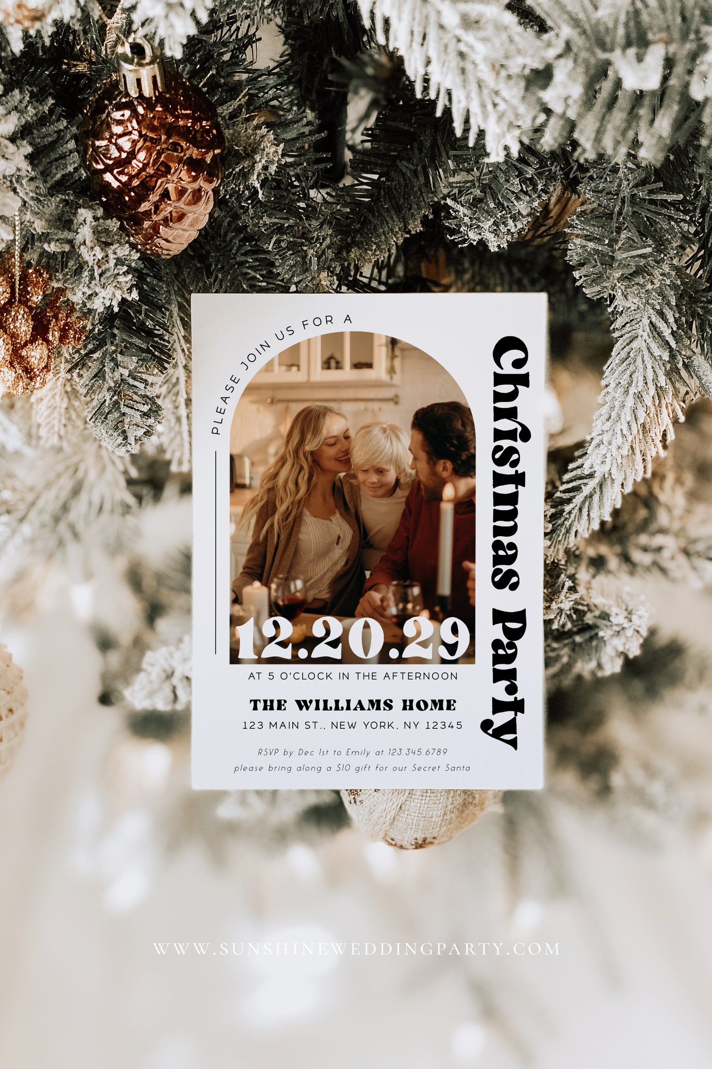 Modern Minimalist Photo Christmas Invitation Template