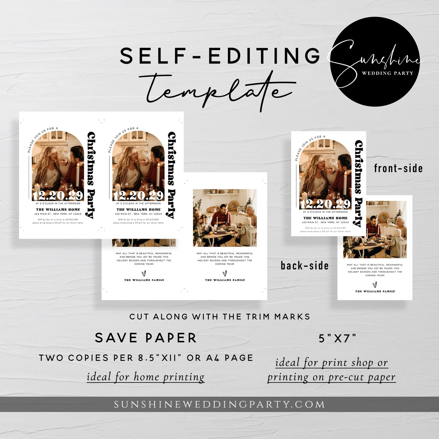 Modern Minimalist Photo Christmas Invitation Template