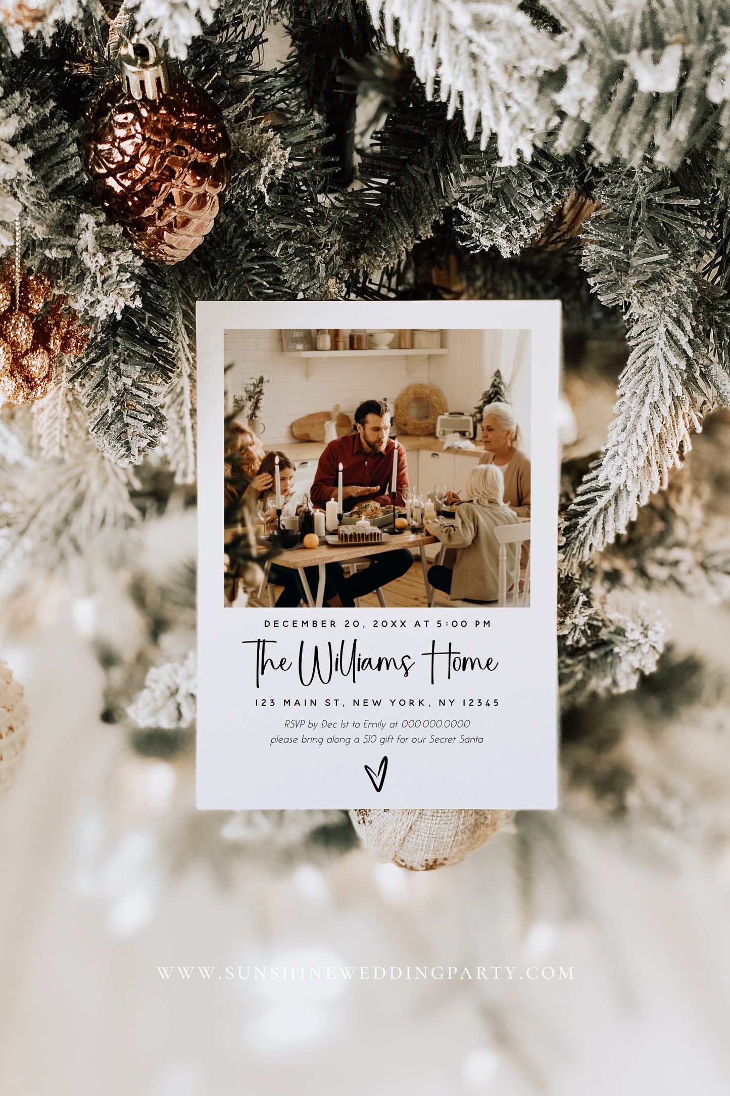 Modern Minimalist Photo Christmas Invitation Template