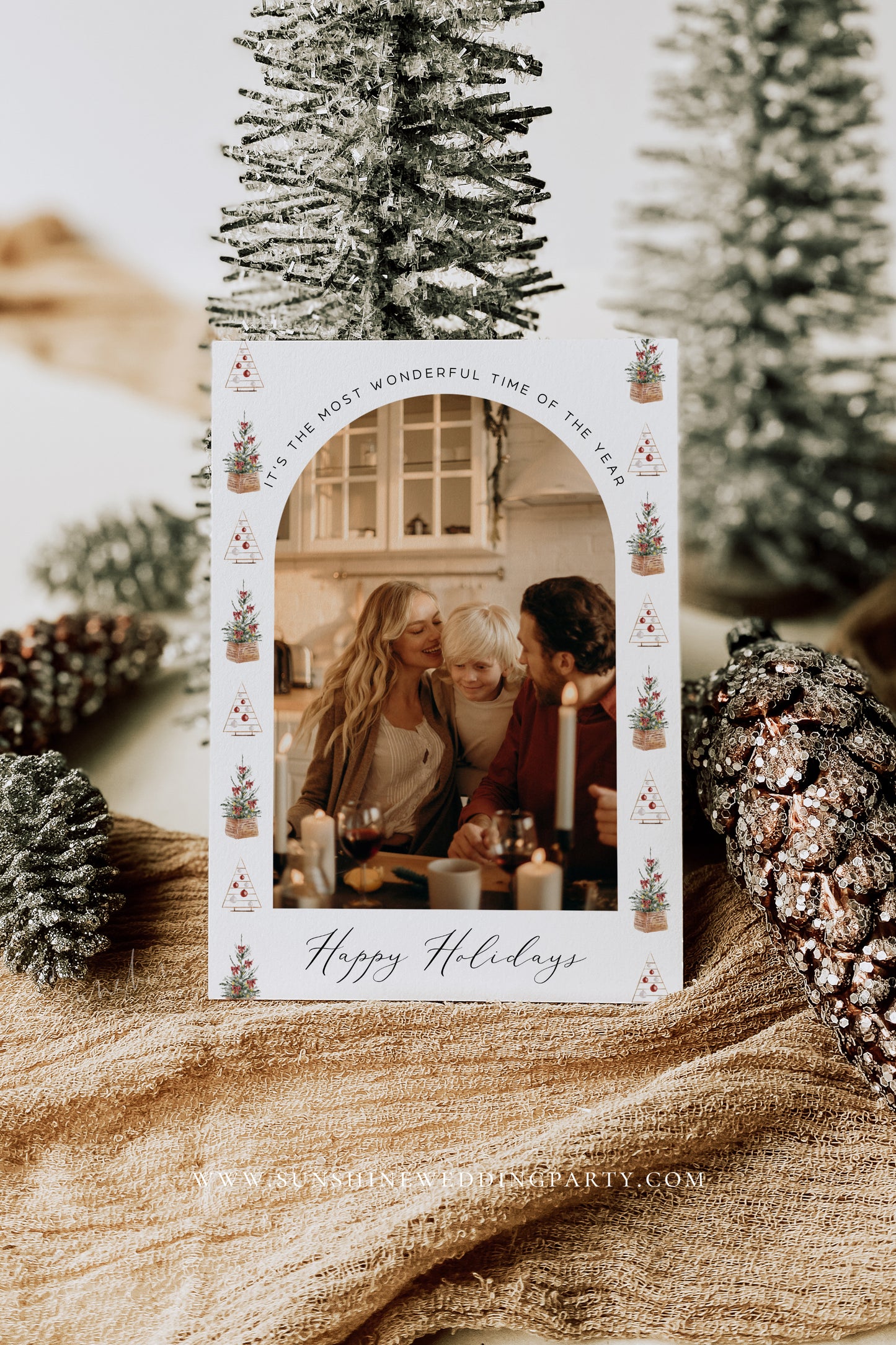 Modern Photo Christmas Holiday Card Template