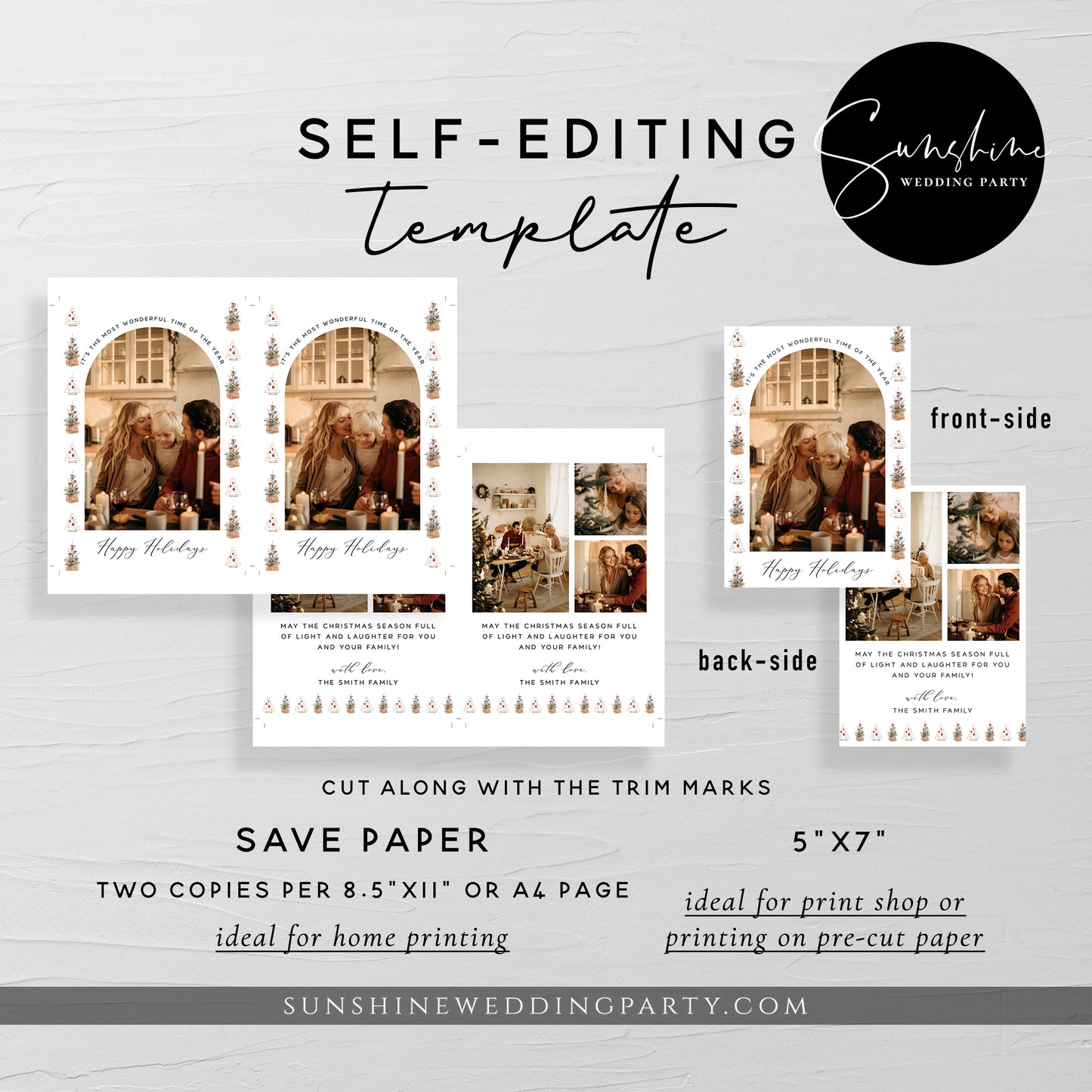 Modern Photo Christmas Holiday Card Template