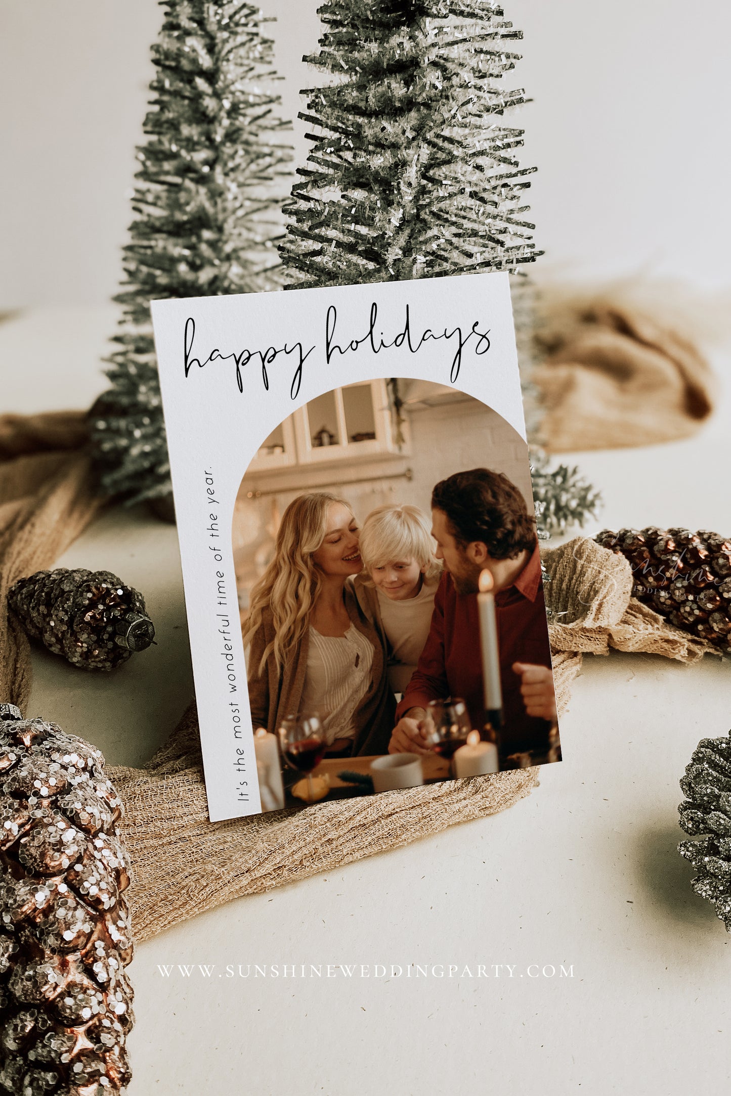 Modern Minimalist Photo Christmas Holiday Card Template