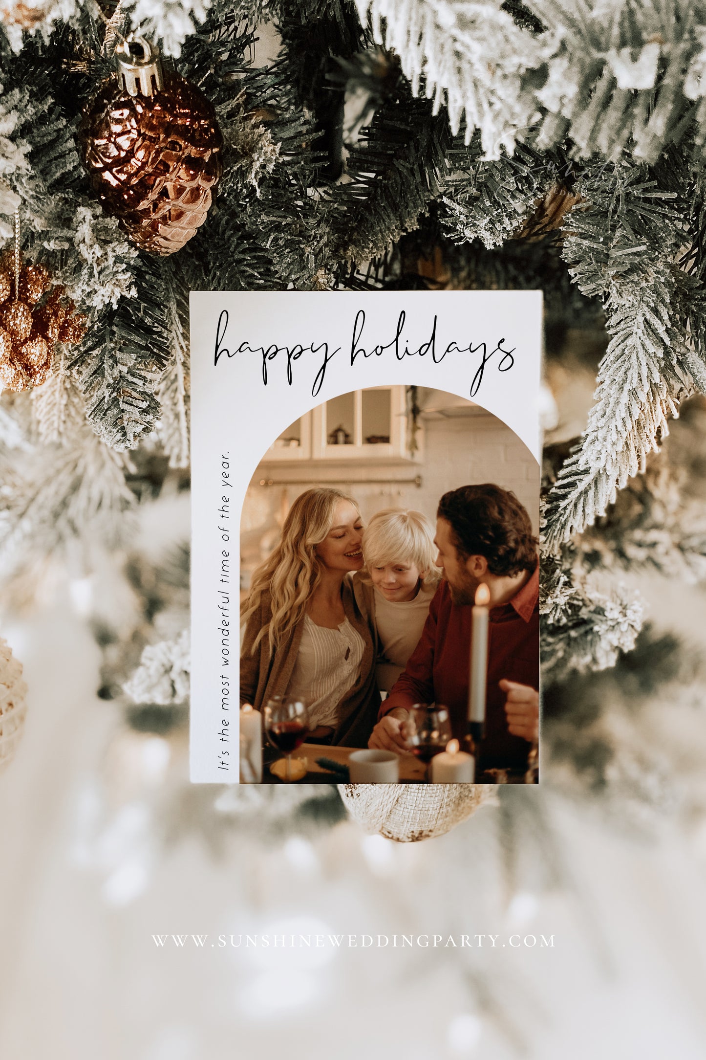 Modern Minimalist Photo Christmas Holiday Card Template