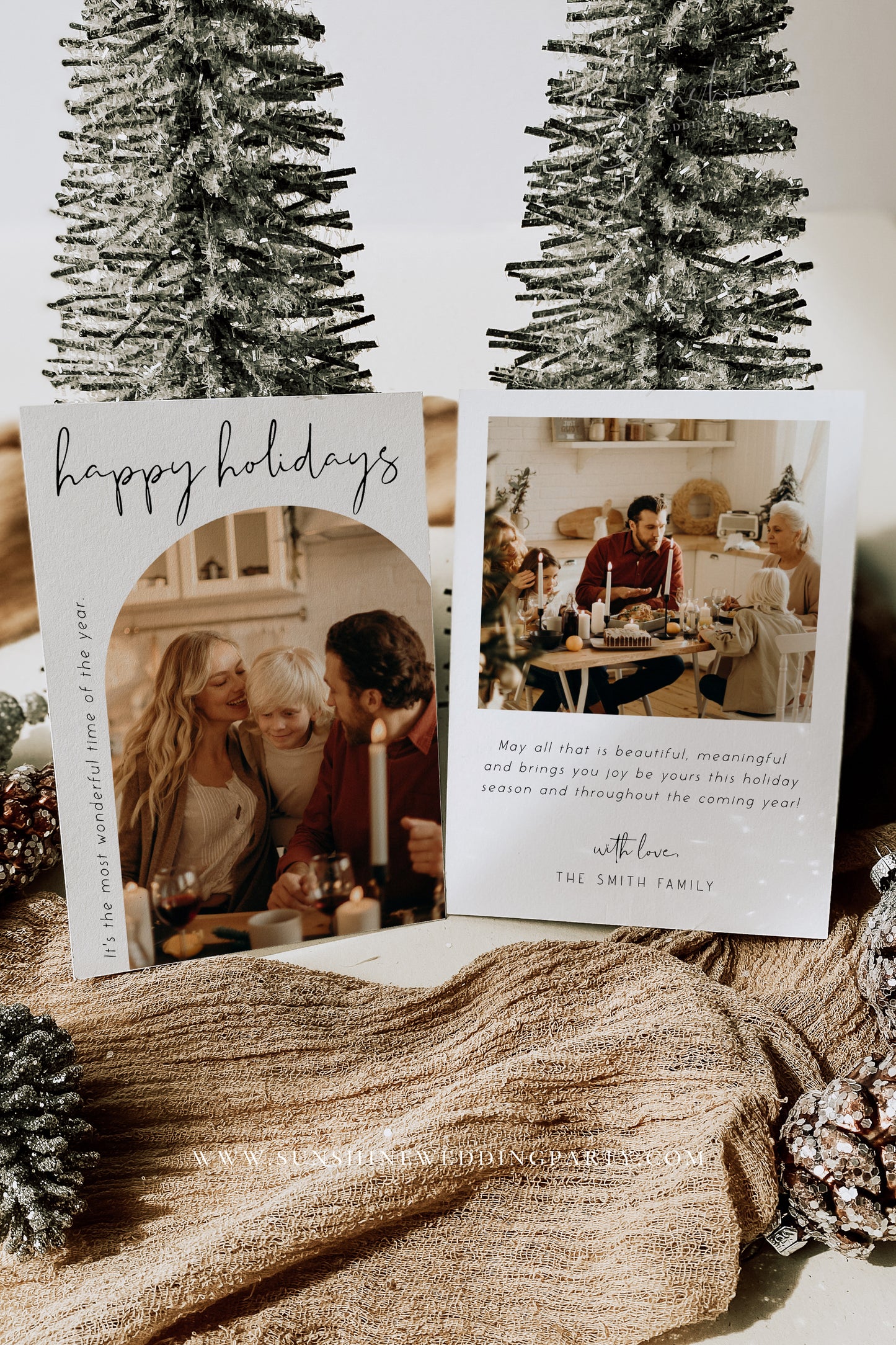 Modern Minimalist Photo Christmas Holiday Card Template