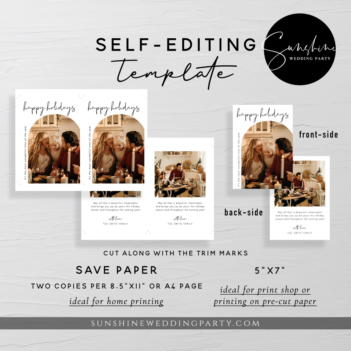 Modern Minimalist Photo Christmas Holiday Card Template