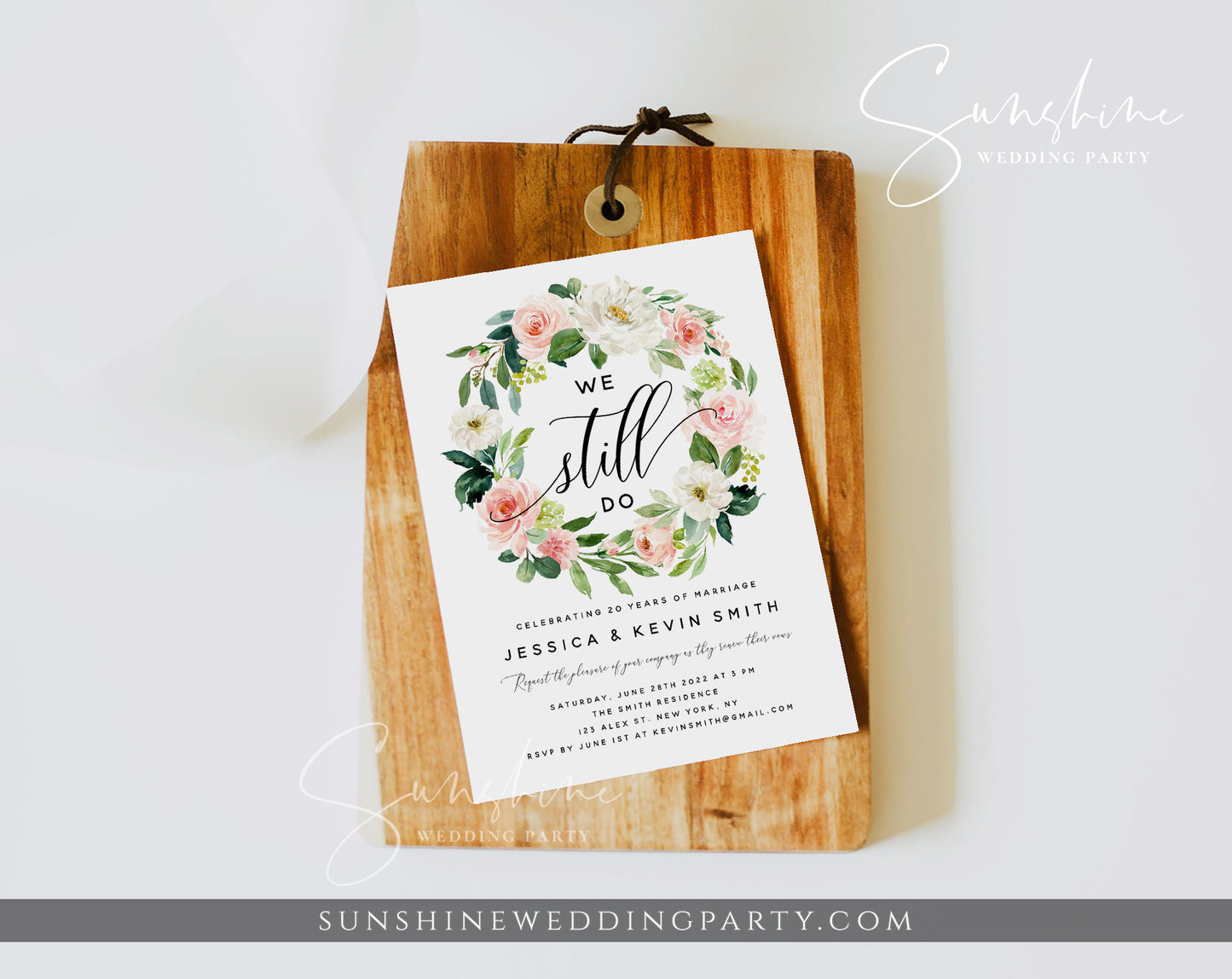 White and Pink Blush Floral Vow Renewal Invitation Template