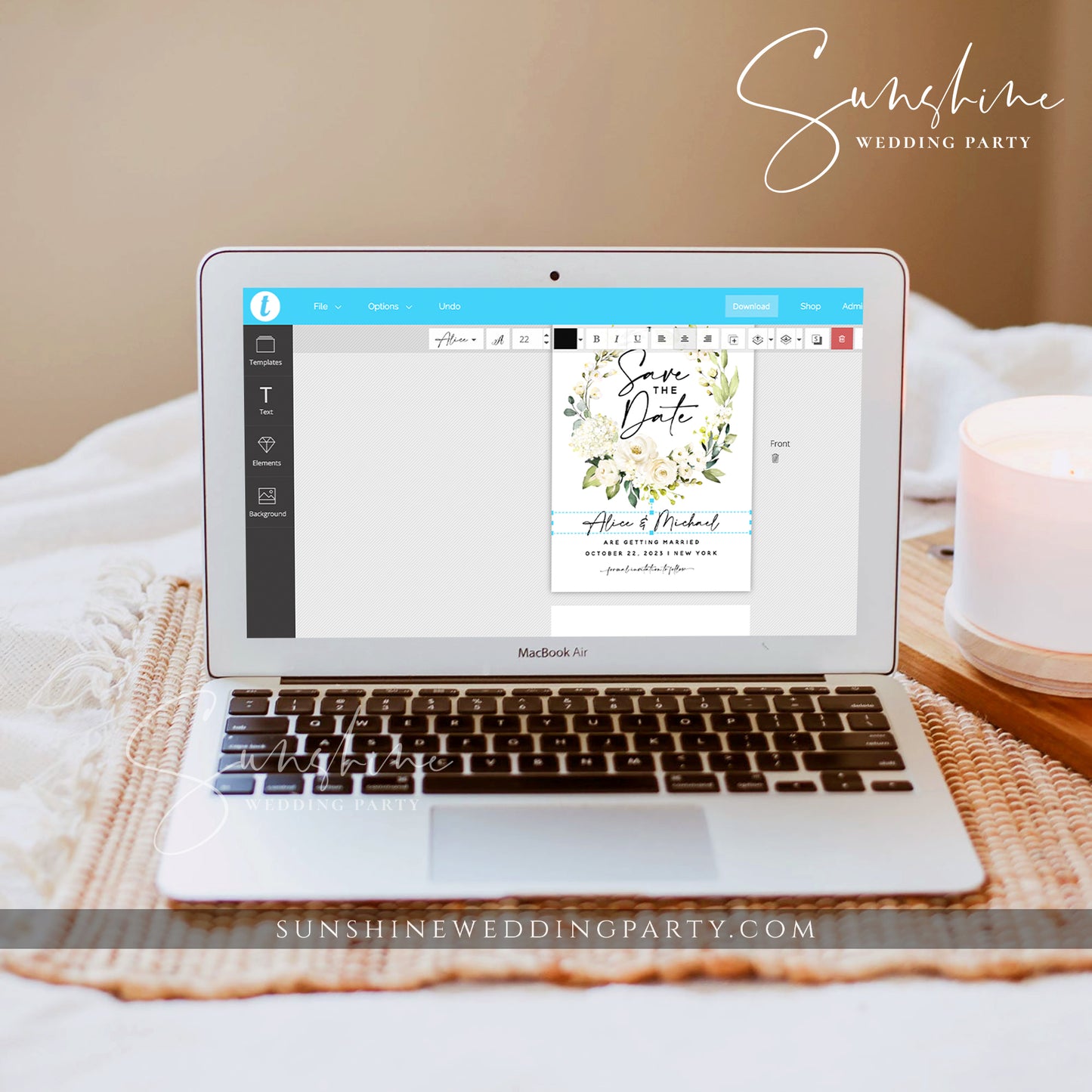 White Floral Photo Save the Date Template