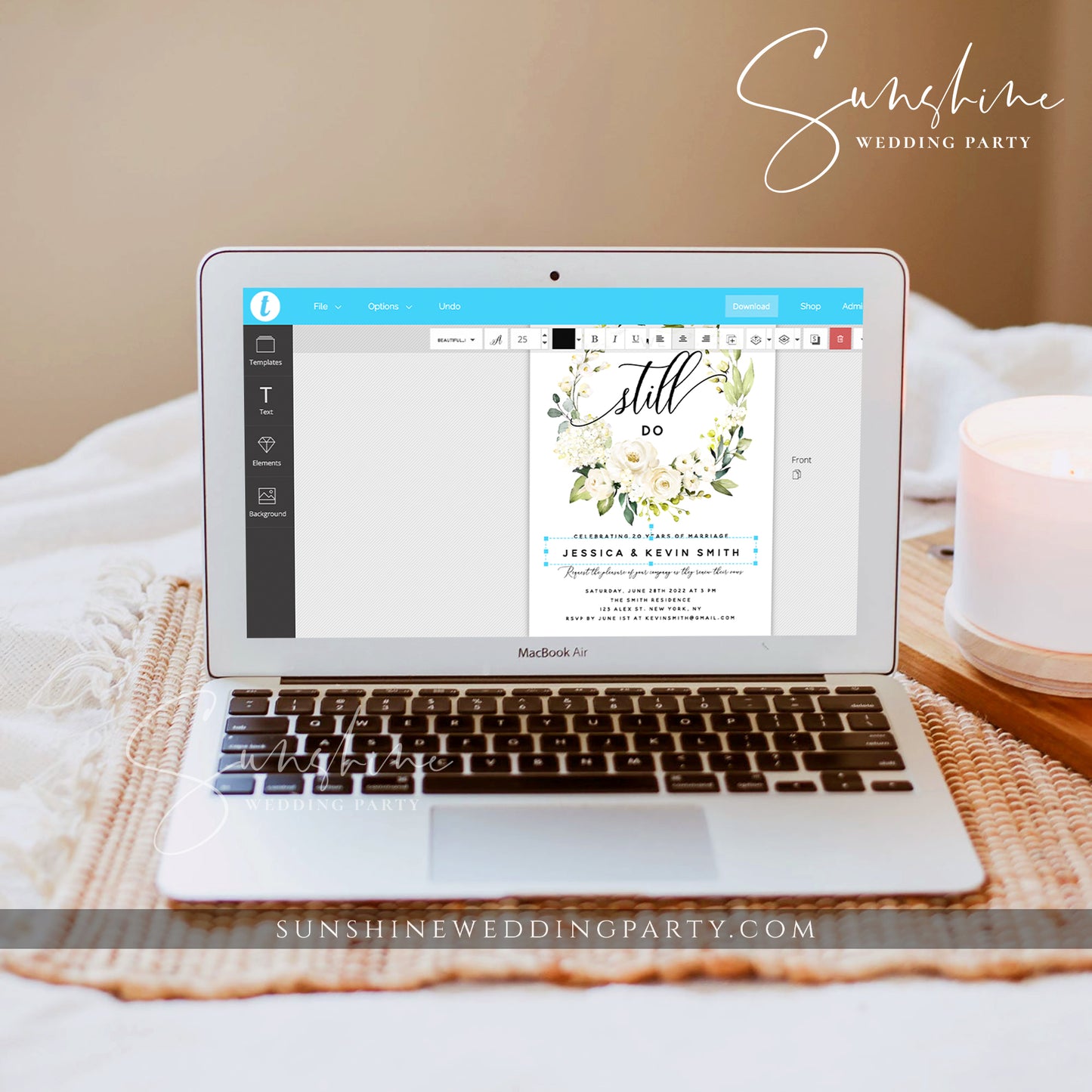 White Floral Vow Renewal Invitation Template