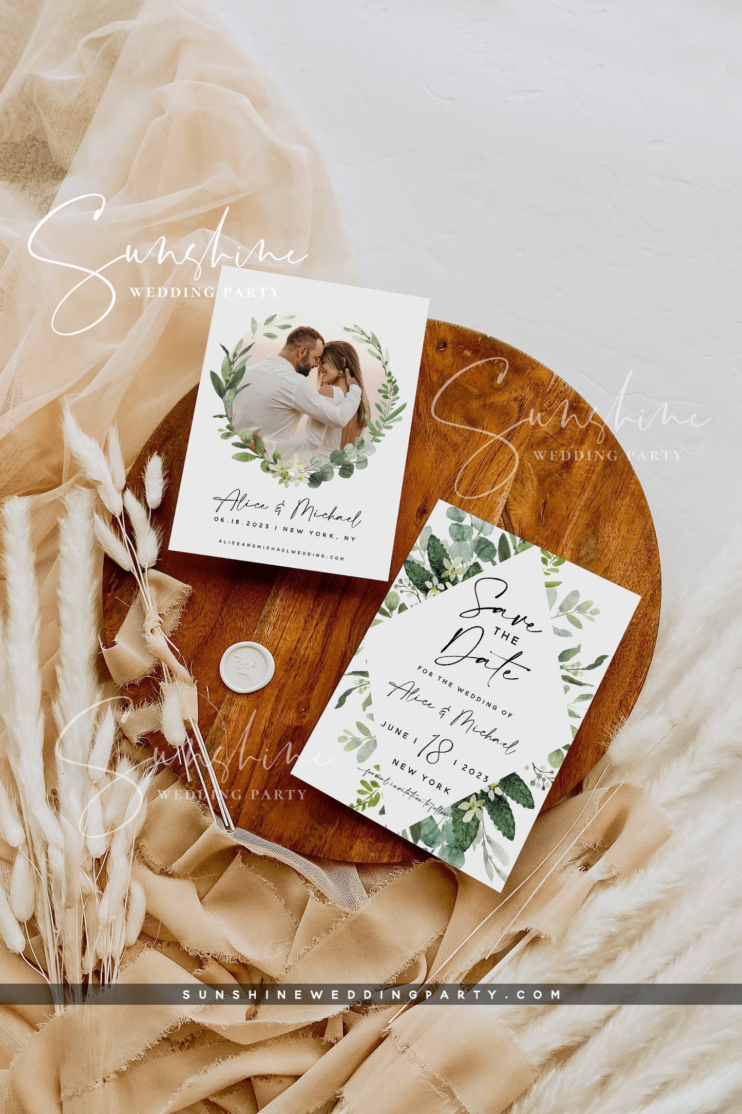 Eucalyptus Greenery Photo Save the Date Template
