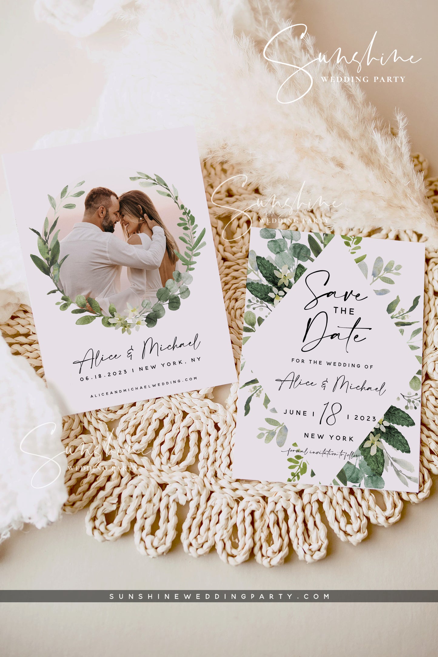 Eucalyptus Greenery Photo Save the Date Template