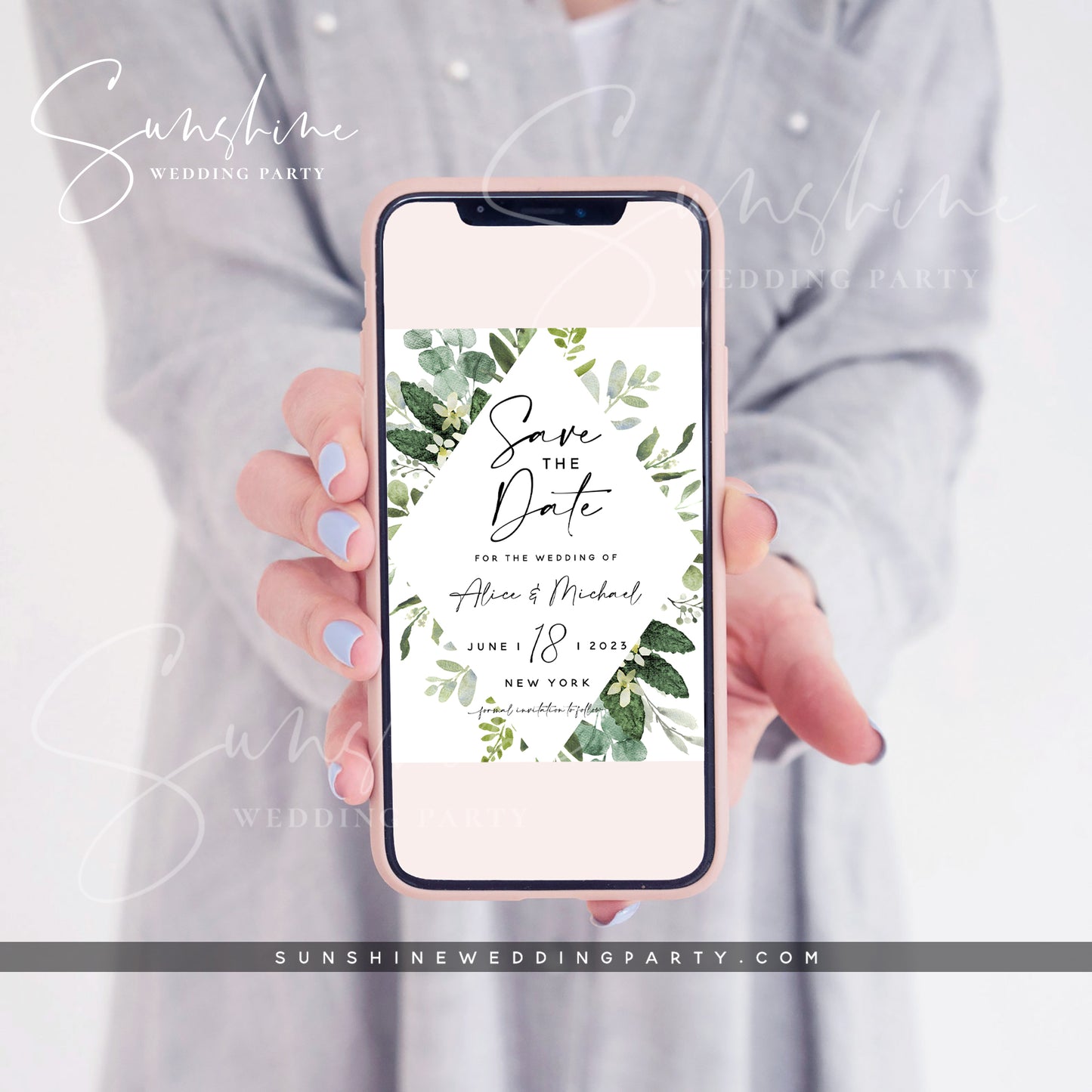 Eucalyptus Greenery Photo Save the Date Template