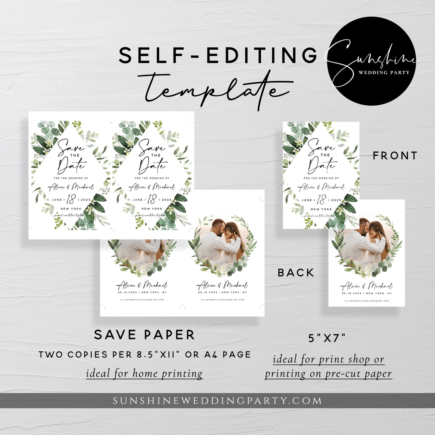 Eucalyptus Greenery Photo Save the Date Template
