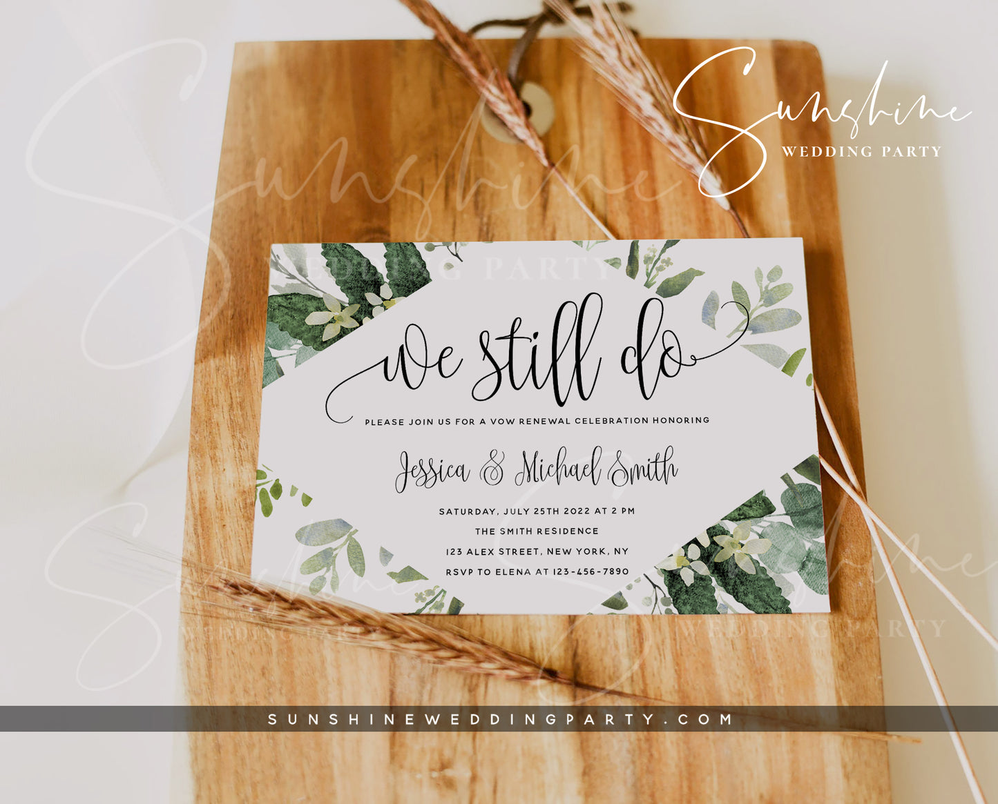 Eucalyptus Greenery Vow Renewal Invitation Template