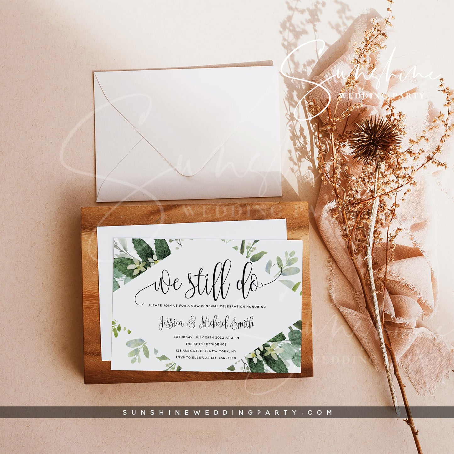 Eucalyptus Greenery Vow Renewal Invitation Template