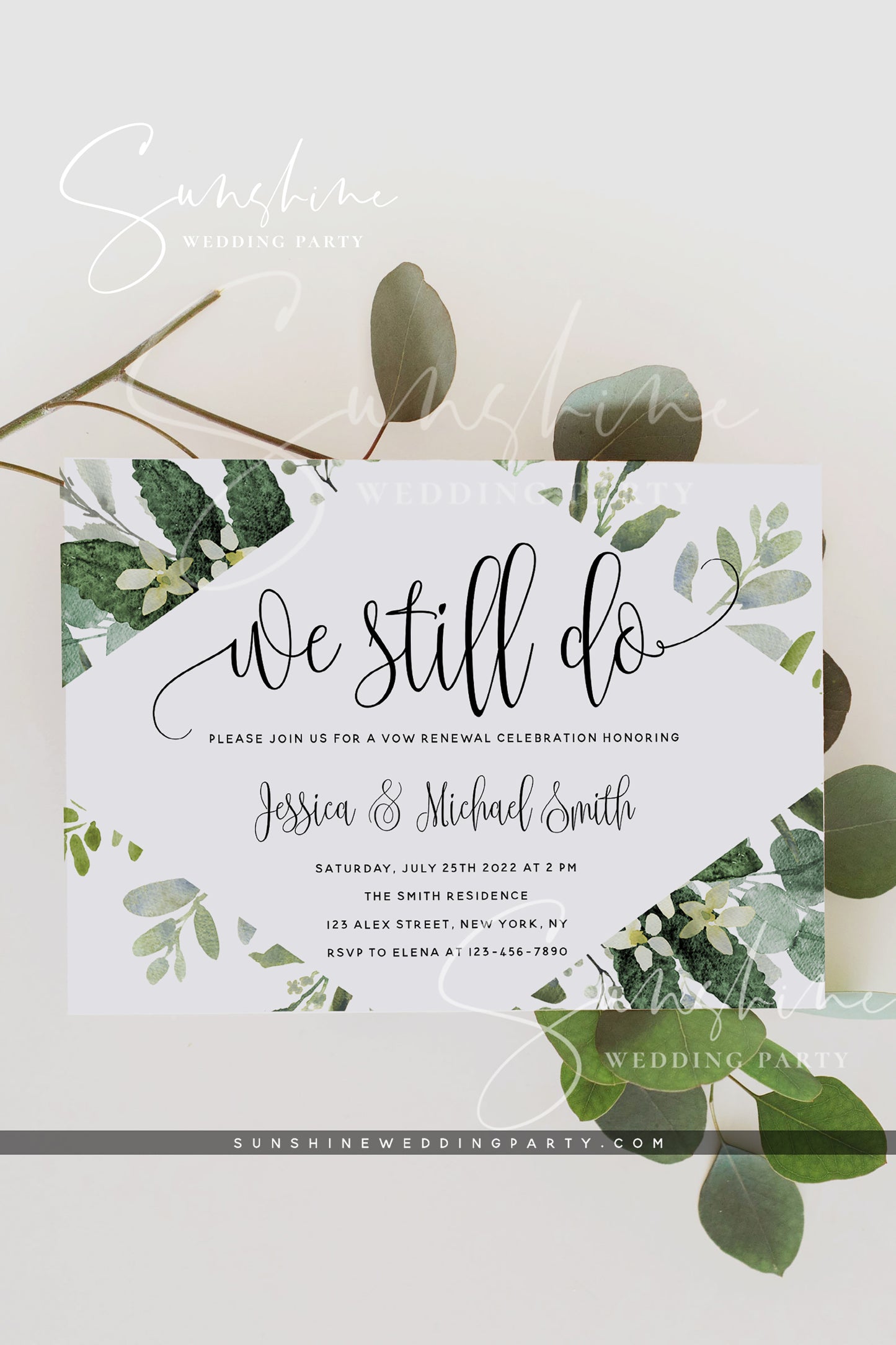 Eucalyptus Greenery Vow Renewal Invitation Template