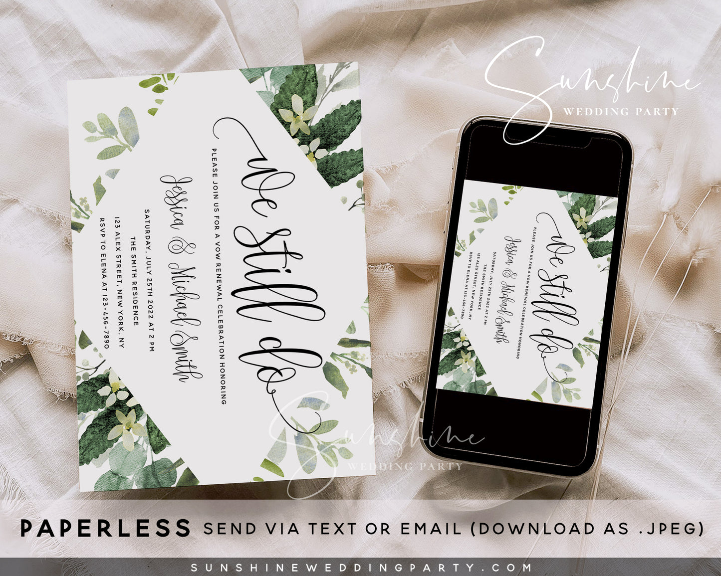 Eucalyptus Greenery Vow Renewal Invitation Template