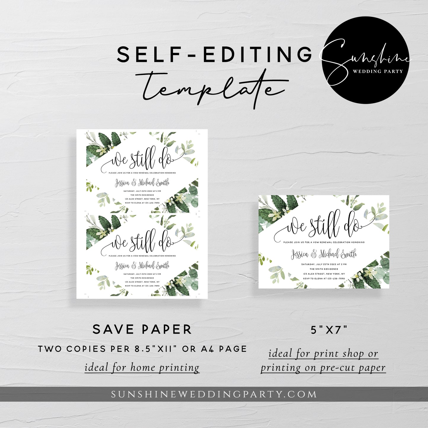 Eucalyptus Greenery Vow Renewal Invitation Template