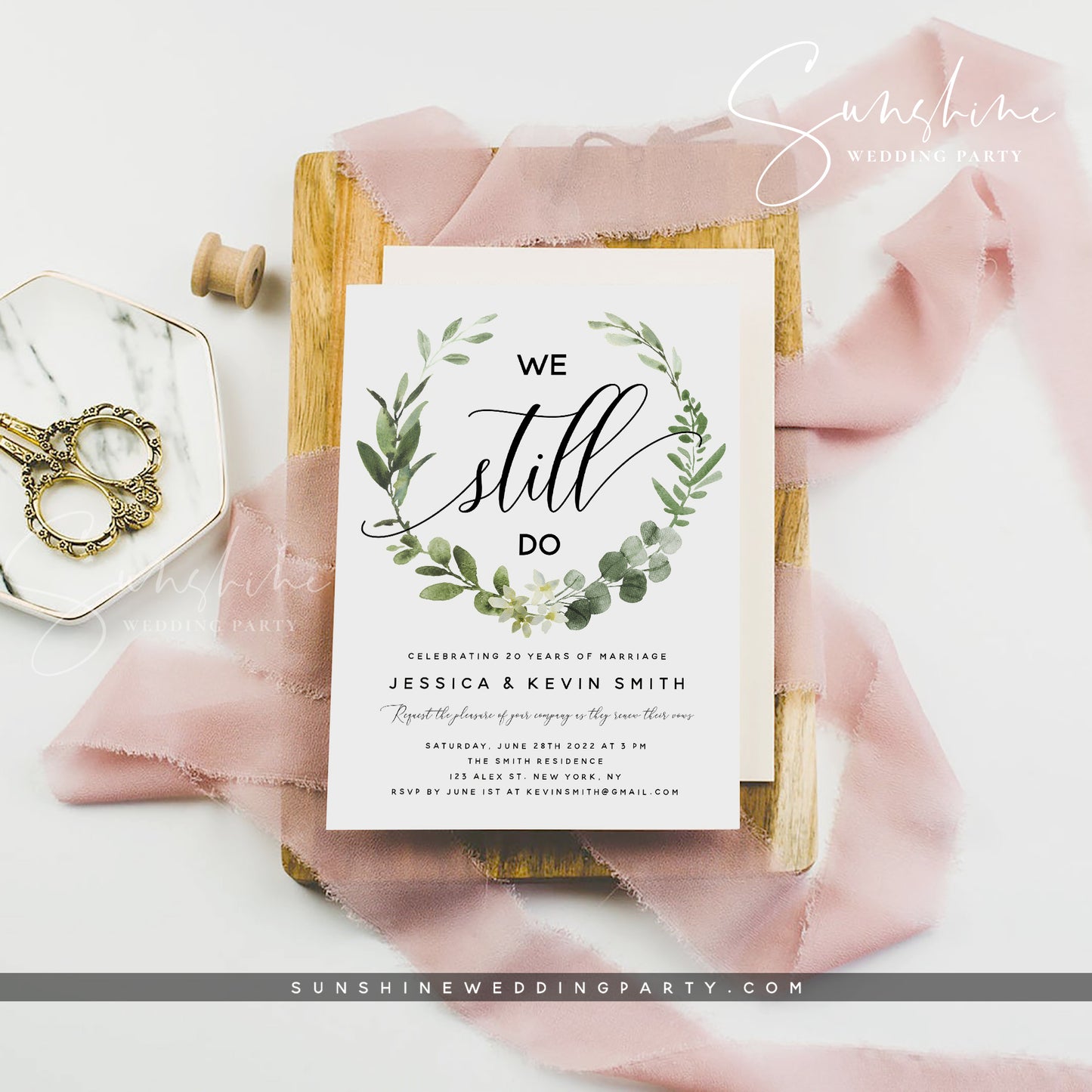 Eucalyptus Greenery Vow Renewal Invitation Template
