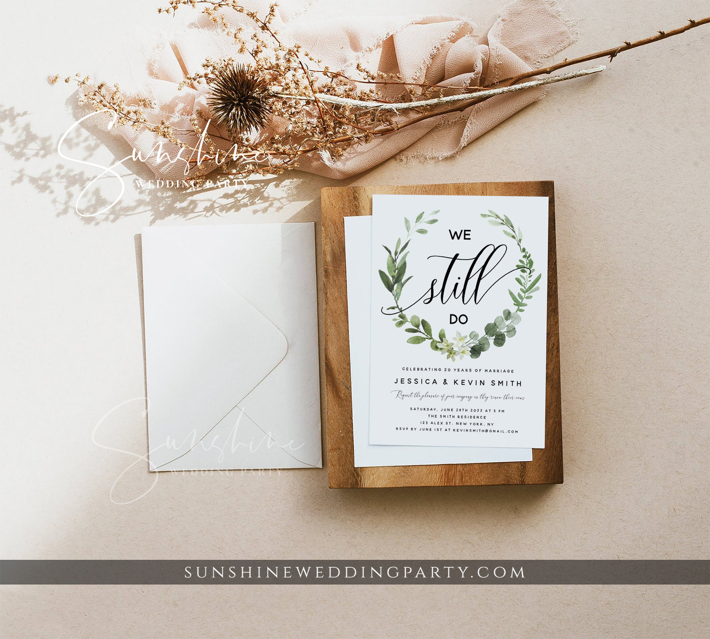 Eucalyptus Greenery Vow Renewal Invitation Template