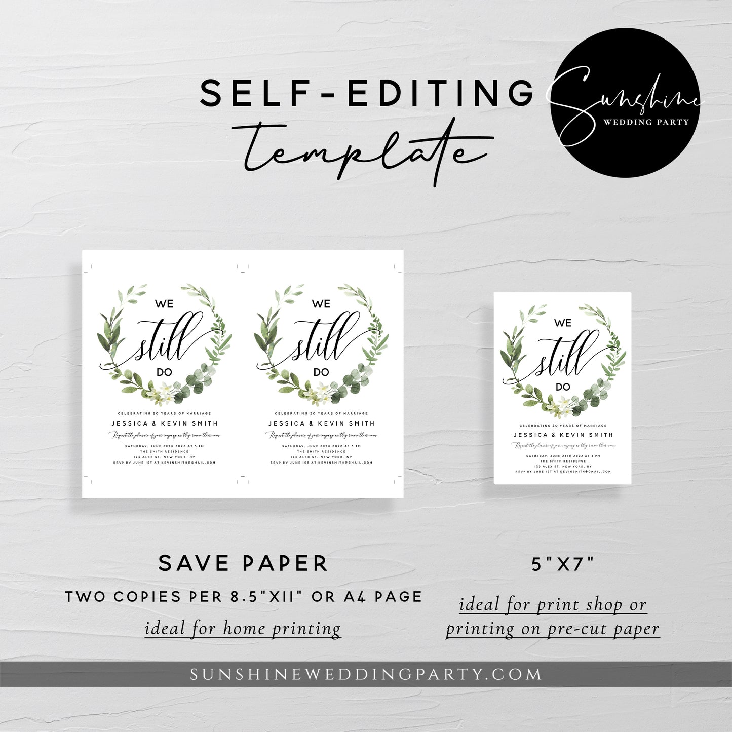 Eucalyptus Greenery Vow Renewal Invitation Template