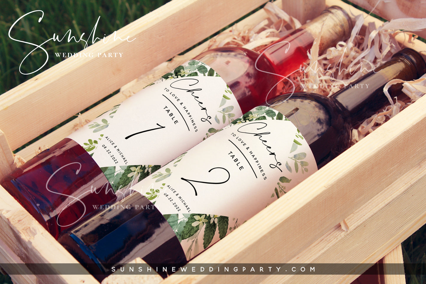 Eucalyptus Greenery Editable Wine Bottle Label Template