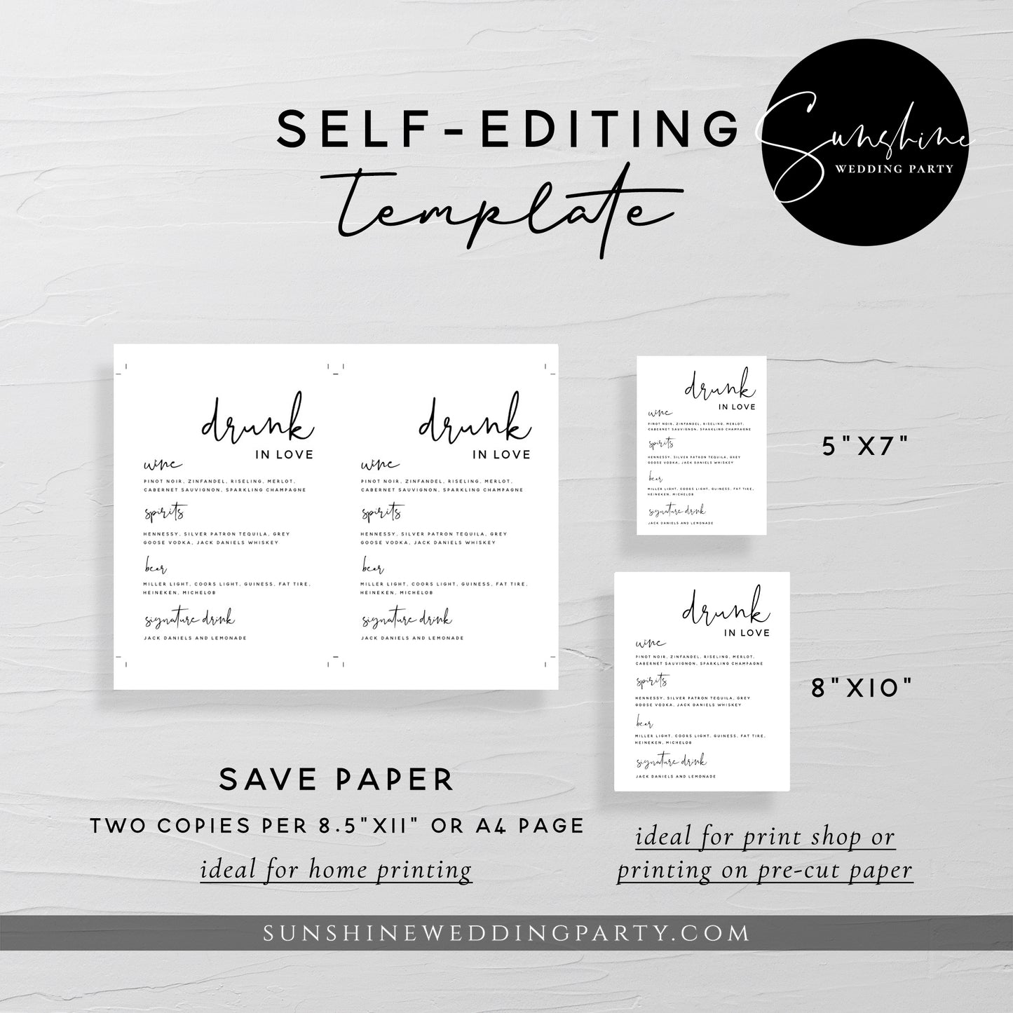 Modern Minimalist Drink Menu Template, The Bar Menu Sign