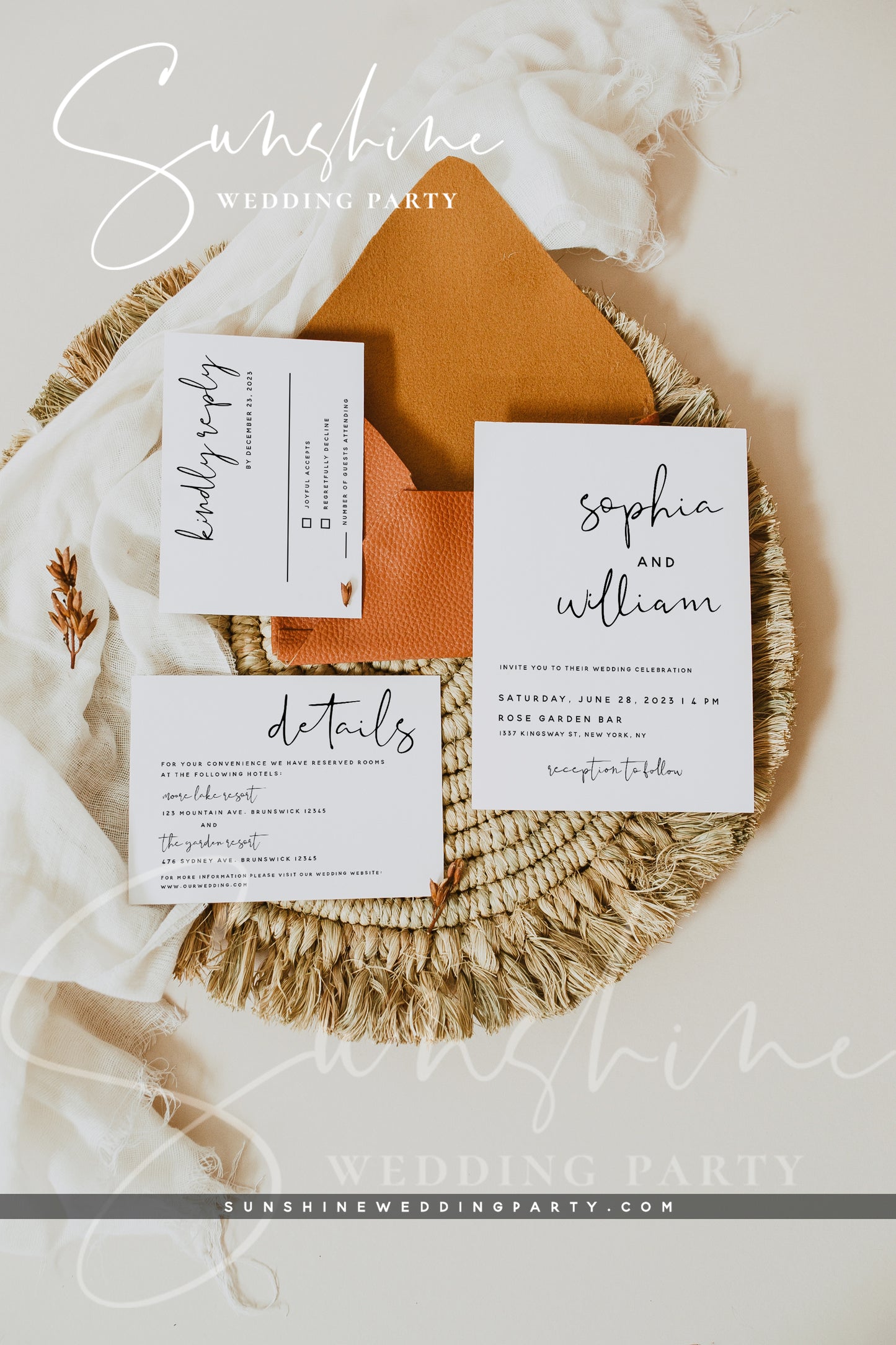 Wedding Invitation Kit, Printable Modern Minimalist Invitation Suite, Editable Template