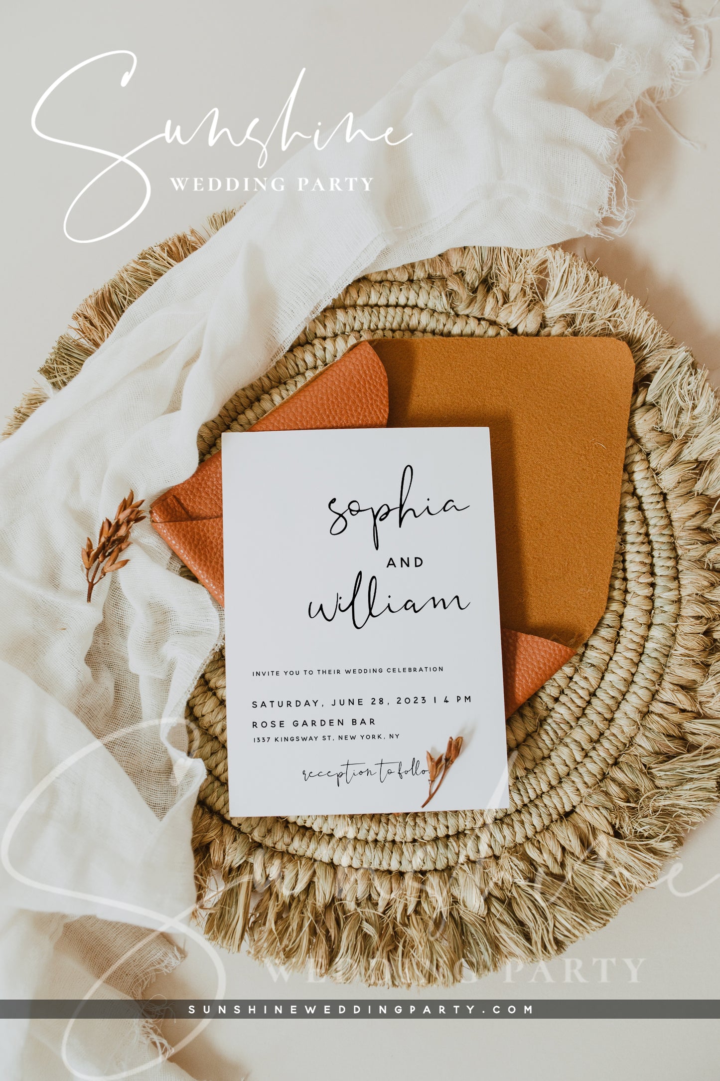 Wedding Invitation Kit, Printable Modern Minimalist Invitation Suite, Editable Template