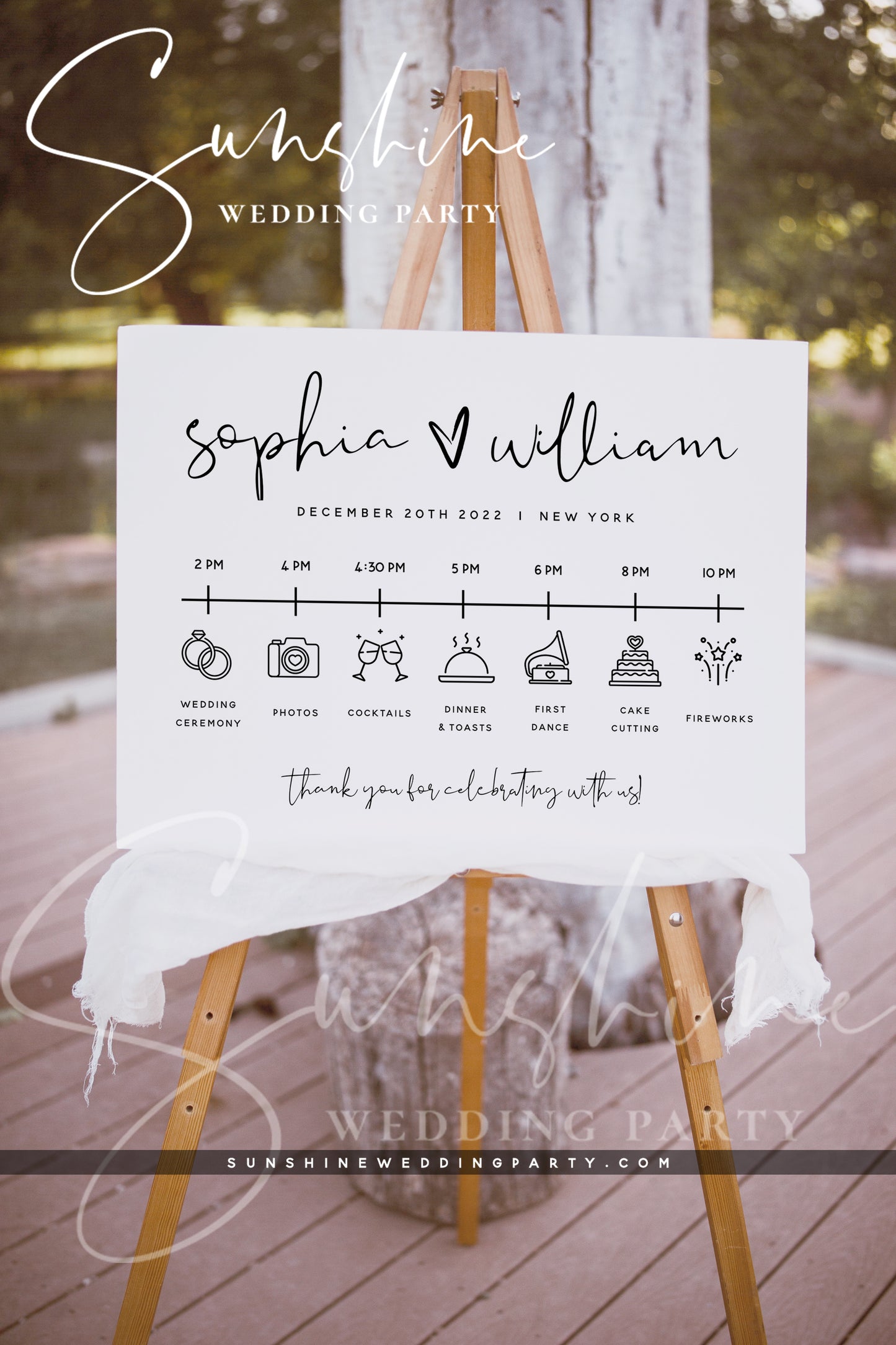 Wedding Itinerary Sign, Printable Timeline Sign, Order of Events Sign, Editable Template