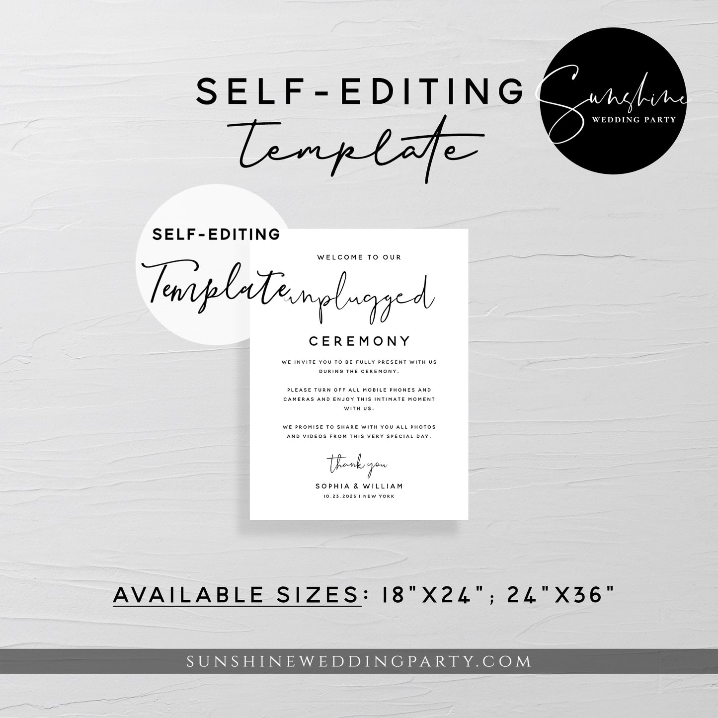 Unplugged Ceremony Sign, Printable No Pictures No Photos Please Sign, Editable Template