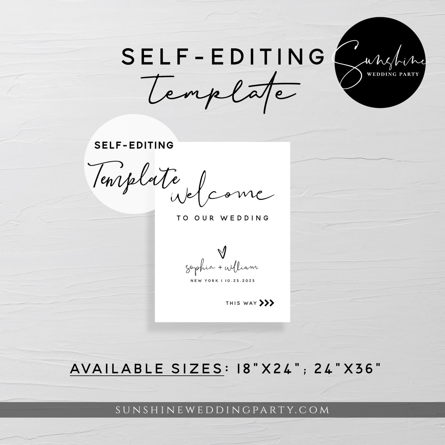 Wedding Welcome Sign, Printable DIY Welcome Sign, Editable Template