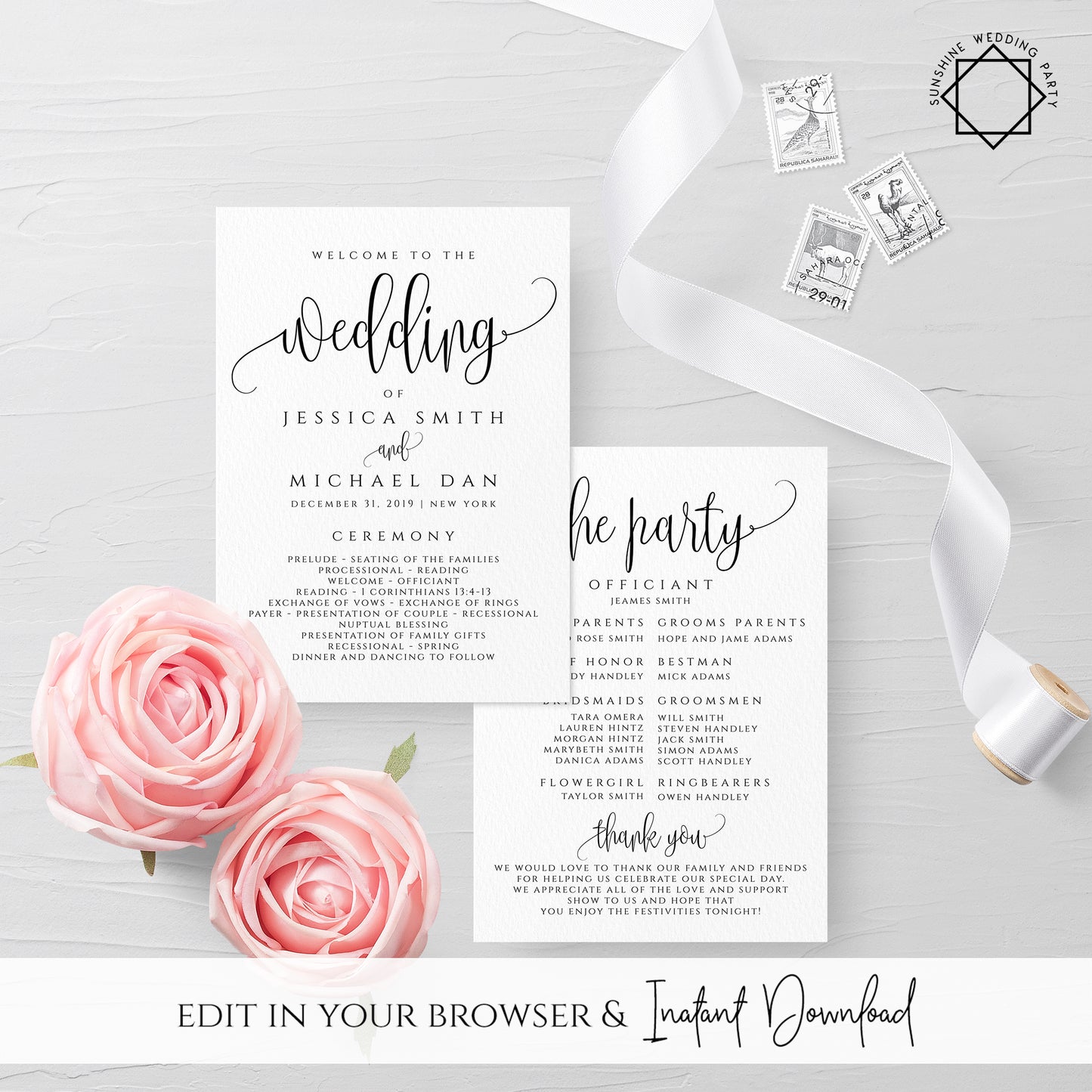 Rustic Wedding Program Template