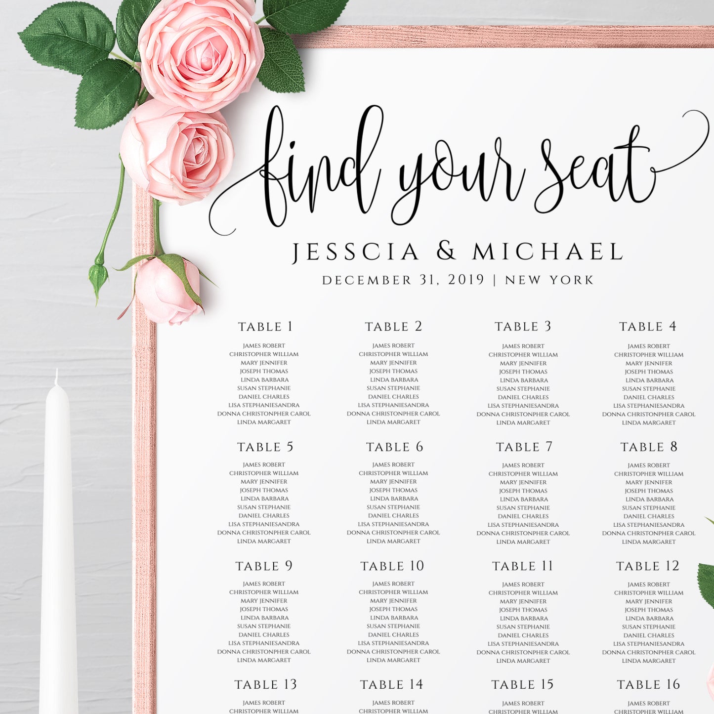 Rustic Wedding Seating Chart Template