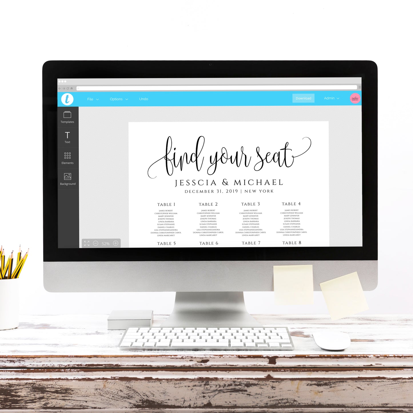 Rustic Wedding Seating Chart Template