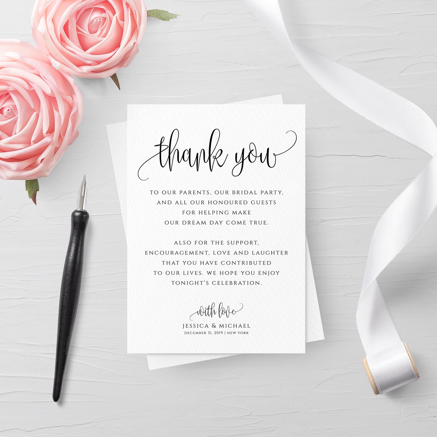 Rustic Wedding Thank You Card Template