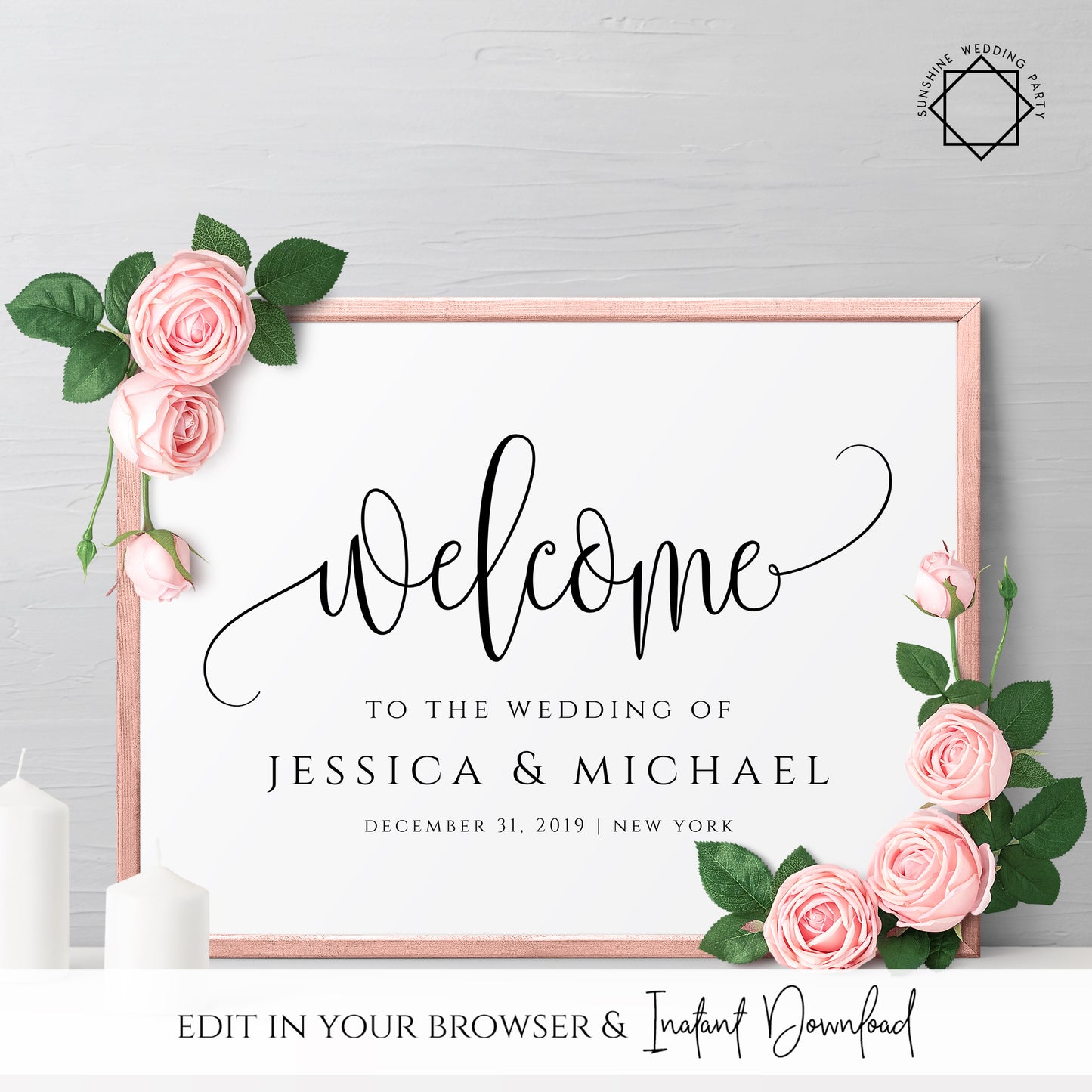 Rustic Wedding Welcome Sign Template