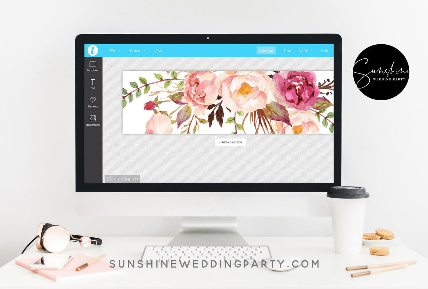 Marsala Red Pink Floral Wedding Bellyband Template