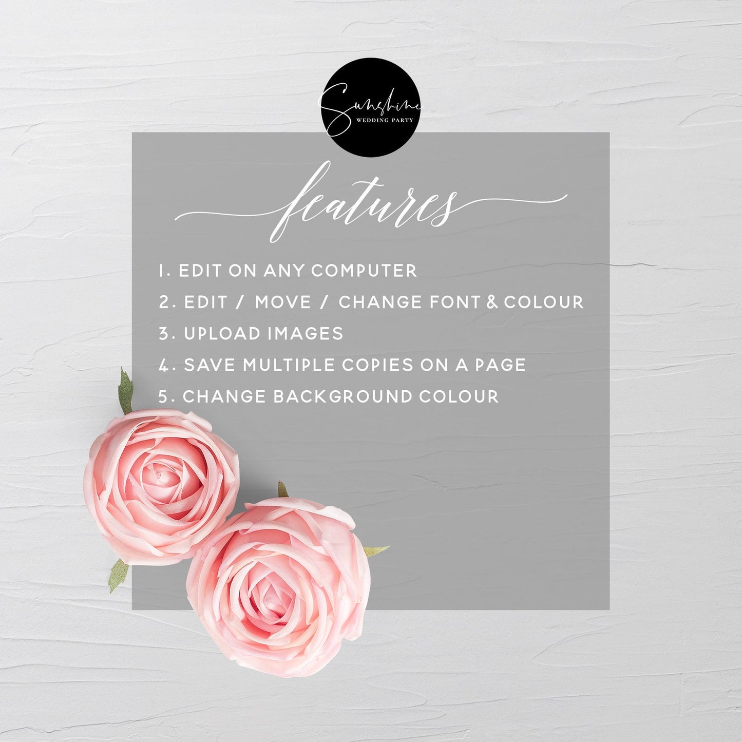 Navy Blush Floral Wedding Invitation Suite Template