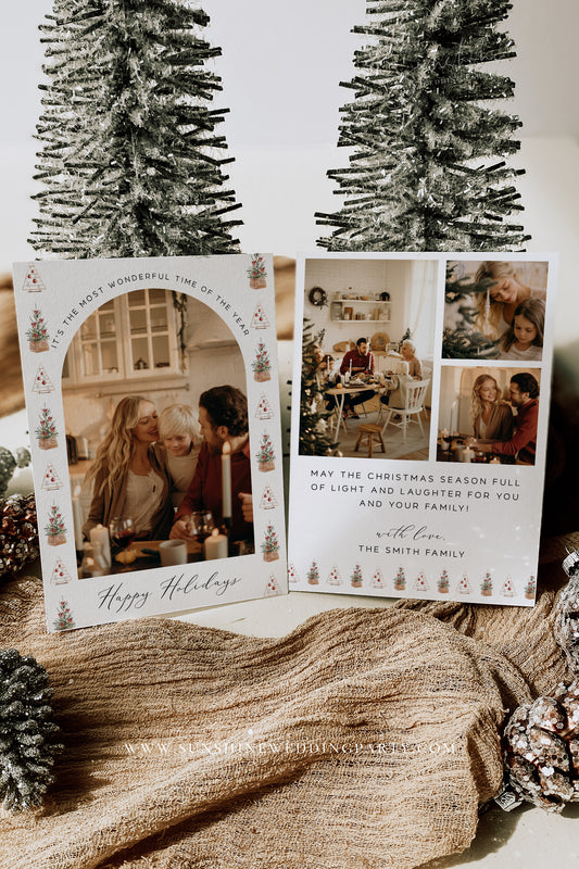 Modern Photo Christmas Holiday Card Template