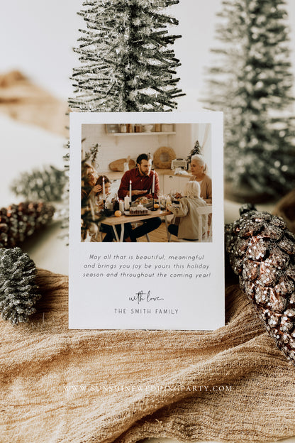 Modern Minimalist Photo Christmas Holiday Card Template