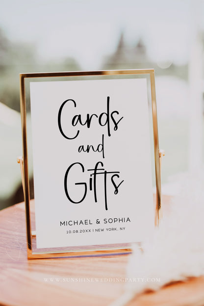 Minimalist Wedding Cards and Gifts Sign Template