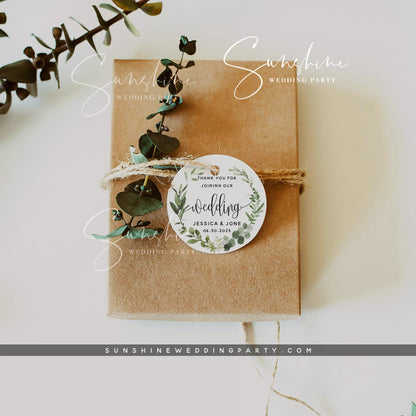 Eucalyptus Greenery Round Label Favor Tag Template
