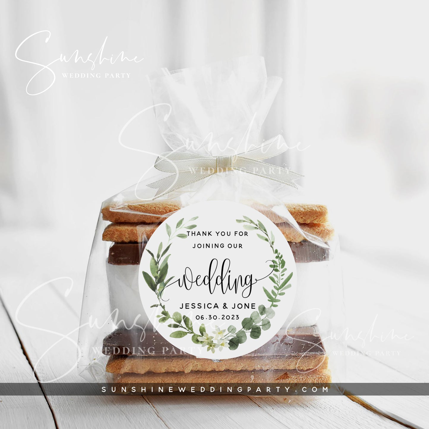 Eucalyptus Greenery Round Label Favor Tag Template