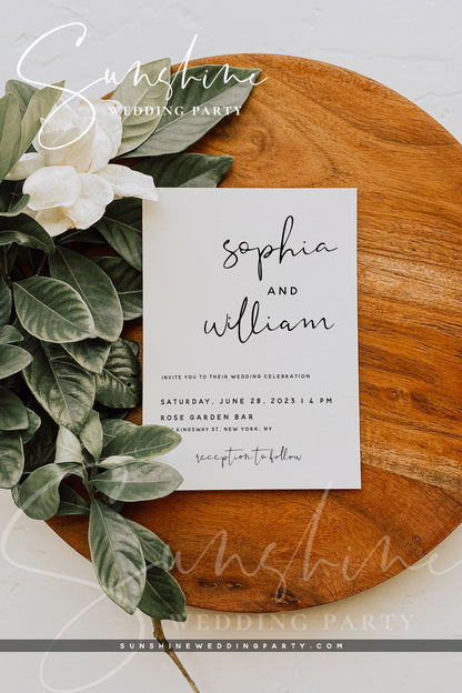 Modern Wedding Invitation Template, Printable Invitation, Editable Template