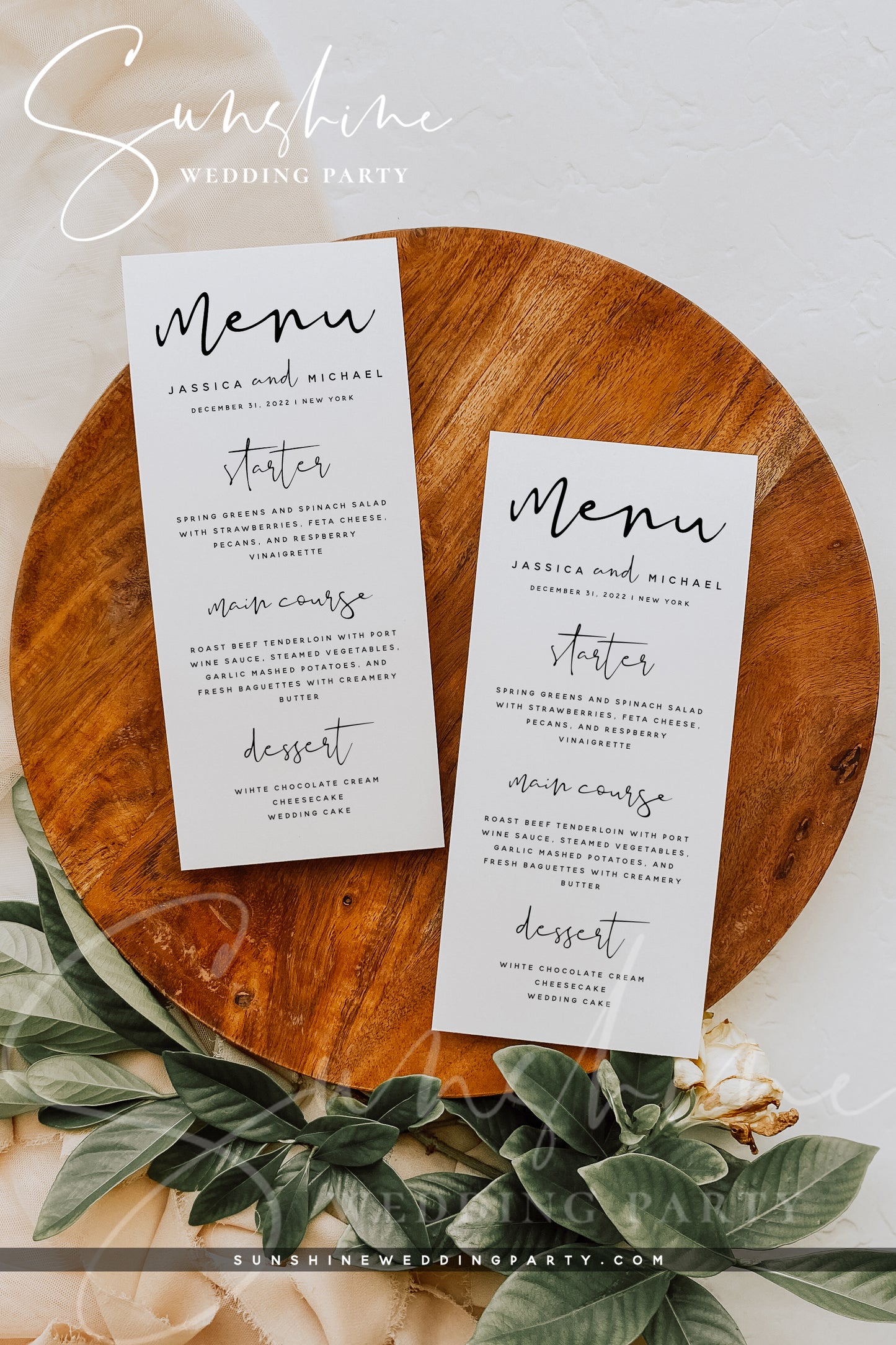 Modern Wedding Menu, Minimalist Printable DIY Menu, Editable Template