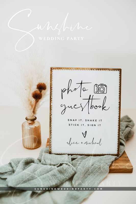 Photo Guestbook Sign, Printable Wedding Signs, Editable Template