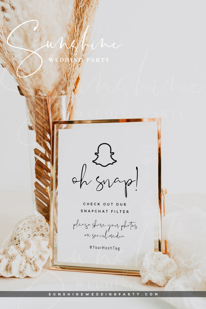 Oh Snap Sign, Snapchat Sign Template, Printable Sign, Editable Template